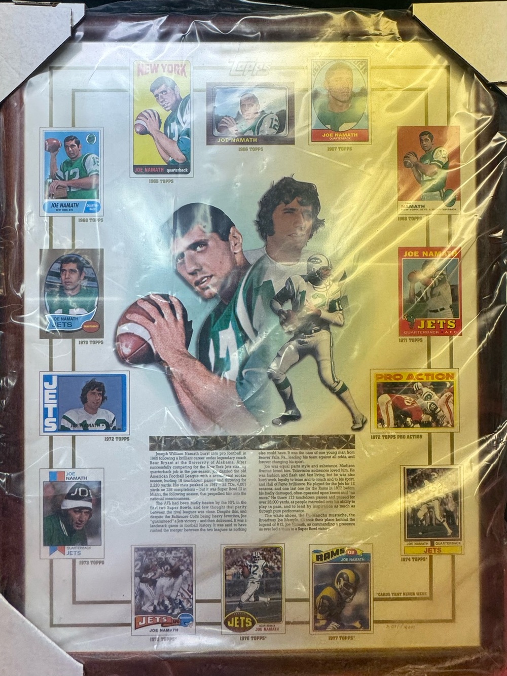 Topps Joe Namath Commemorative Poster Limited Edition 1996 NY Jets vintage Rare
